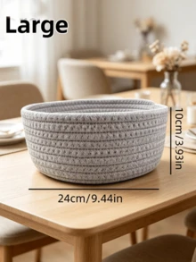 1pc/3pcs Handmade Woven Storage Basket, Bedside Tea Table Desktop Sundries Storage Basket, Handmade Woven Cosmetic Storage Basket, Storage Rack Basket, Dormitory Desktop Storage Basket, Multi-Functional Storage Basket, Party Storage Basket, Camping Storage Basket, Suitable For Home Small Items Storage, Bedside Storage - View 3