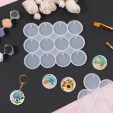 2pcs 12-Cavity Resin Keychain Silicone Mold, 1.33 Inch Flat Round Silicone Mold With Hole, Suitable For Resin Casting, Perfect For Making Earrings, Keychains, Pet Tags, Jewelry Making And Crafts, Jewelry Making Supplies - Round - View 7
