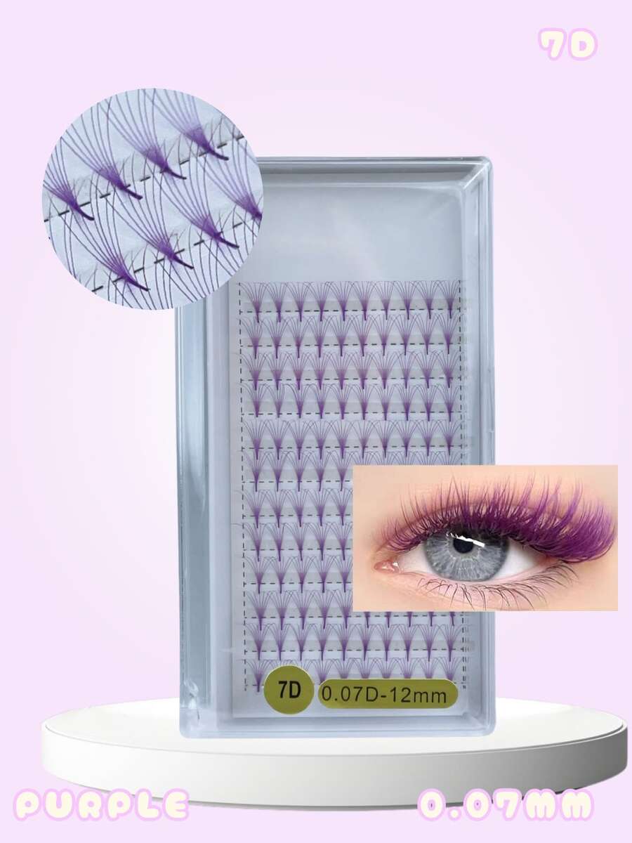 7D Tapered Fluffy Purple 120pcs Easy-To-Wear Atmospheric Eye Makeup Holiday Look Colorful Series False Eyelashes - View 1