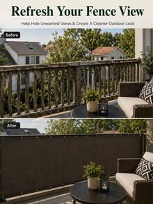1pc Modern Balcony Privacy Screen, Solid Color, Reinforced Metal Edge, UV Resistant & Weatherproof, Multiple Sizes, Suitable For Apartment Railing, Porch, Patio, Deck, Pool, Back To School College Dorm Essential - A - View 5