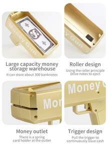 1pc Super Money Gun Toy, Fake Cash Prop Launcher, Handheld Cash Dispenser Simulator, Suitable For Parties, Halloween Decor, Weddings, Birthdays And Holiday Celebrations - Multicolor - View 7