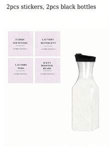2/1pc Square Laundry Detergent Dispenser Bottle, 1500ml Capacity, Transparent Plastic Black And White, Laundry Detergent Dispenser, Transparent Storage Container, Soap Dispenser, Space-Saving Design, Includes 4 Removable Labels, Suitable For Laundry Room, Bathroom Storage, Autumn Home Decor, Bathroom Decoration - Transparent - View 15
