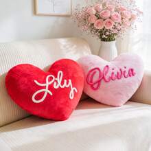 MerexSync Personalized Heart-Shaped Pillow With Customized Name Design, Pajama Party Cushion For Room Decor, Teacher Birthday Gift - Multicolor - View 8