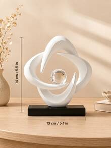 Modern Abstract Sculpture Decor, Gold White Tabletop Statue, Crystal Ball Decorative Figurine, Luxury Shelf Decor, Living Room Office Desk Ornament, Entryway Home Decoration Gift - 1pc - View 6