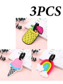 5/4/3/2/1pc Luggage Tags, Cute Airplane Travel Identity Tags With Soft Silicone Strap, Creative Cartoon PVC Material, Waterproof And Durable, Suitable For Women, Fun Personalized Name Tags For Backpacks, Handbags, Suitcases, Passports, Ideal Gift For Travel Enthusiasts, Vibrant Colors And Cute Design - Multicolor - View 31