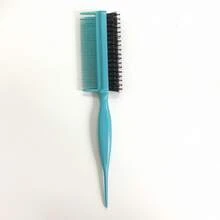 1pc Professional Double-Sided Hair Styling Comb, 3-Row Teasing Brush, Boar Bristle Detangling Comb, Pointed Tail Updo Comb, Fine-Tooth Bangs Comb - Black - View 3
