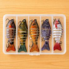 5件組多節式仿真魚釣餌套組，3.94英吋 15g 人造魚餌，適用於大口鱸魚、狗魚、河鱸 - 彩色 - 查看 10
