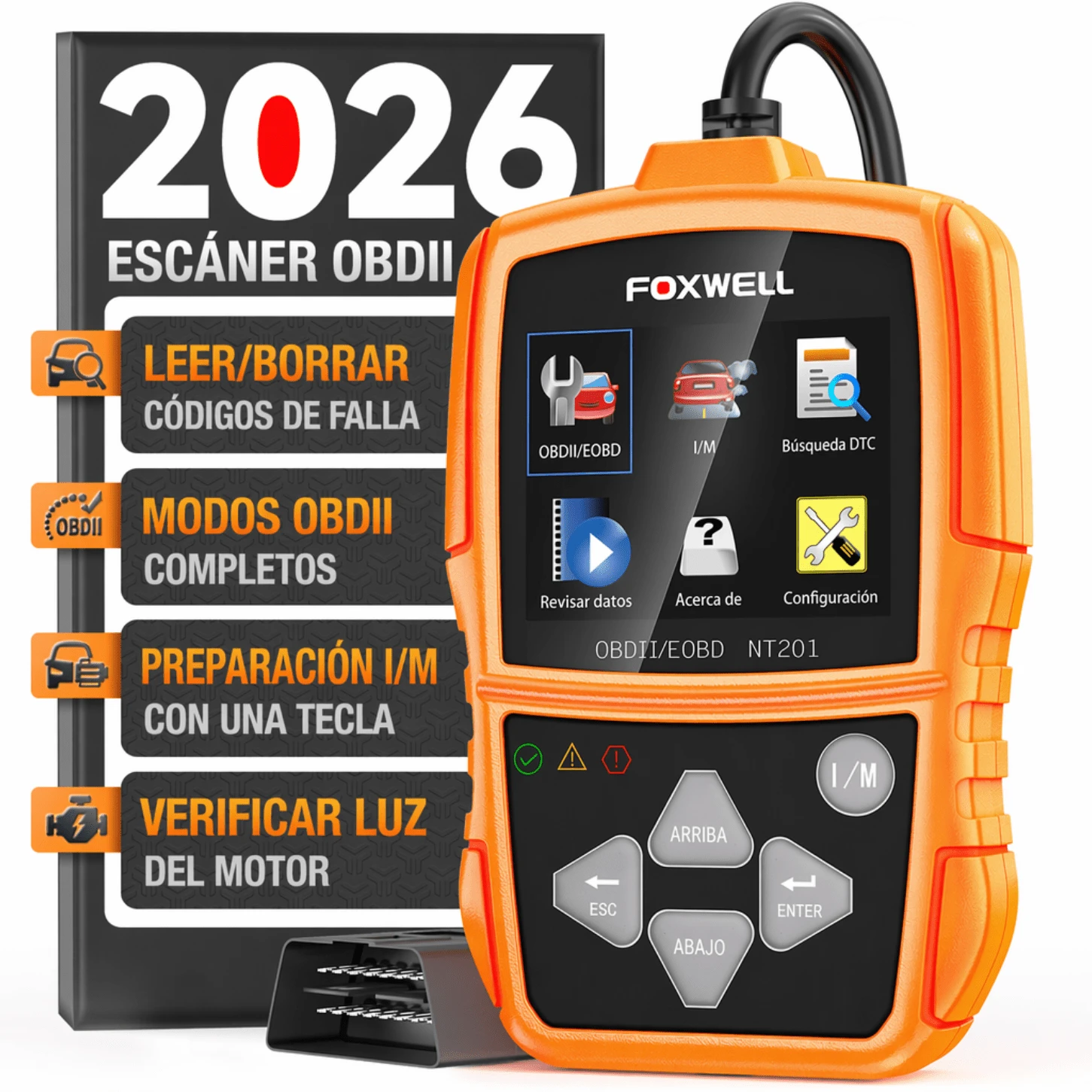 FOXWELL NT201 Automotive OBD2 Scanner, Code Reader, Check Engine Light, Real-Time Data, Diagnostics For OBD2 Vehicles From 1996 - NT201 - View 1