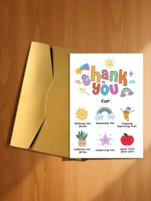 1pc Teacher's Day Thank You Card With Envelope - Kindergarten Teacher Appreciation Gift, "Thank You For Helping Me Grow" Message, Rainbow, Sun And Education Symbols Design, Perfect Gift For Teachers And School Staff On Teacher's Day - Sets - View 17