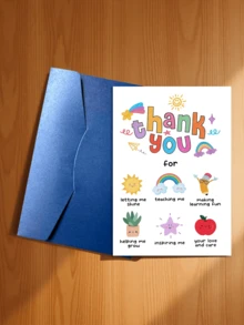 1pc Teacher's Day Thank You Card With Envelope - Kindergarten Teacher Appreciation Gift, "Thank You For Helping Me Grow" Message, Rainbow, Sun And Education Symbols Design, Perfect Gift For Teachers And School Staff On Teacher's Day - Sets - View 19