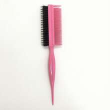 1pc Professional Double-Sided Hair Styling Comb, 3-Row Teasing Brush, Boar Bristle Detangling Comb, Pointed Tail Updo Comb, Fine-Tooth Bangs Comb - Black - View 5