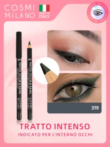 COSMI MILANO Multicolored Kajal Eye Pencil  Made In Italy, Creamy Smooth Texture, High Pigmentation, Suitable For Y2k Contouring Natural And Dramatic Effect, Must-Have Essential Make Up Makeup Unmissable Summer Makeup, Perfect For Parties, Meetings, Beach Travel - VERDE MILITARE 319 - View 1