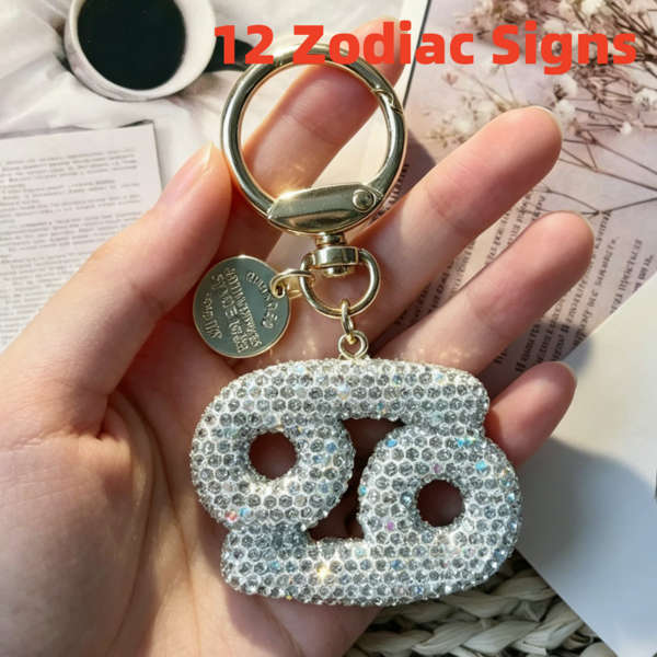1pc Zodiac Silver Pendant Keychain, Minimalist Style Graduation Season Gift, Fashion Bag & Key Accessory, Unique Design Suitable For Daily Use, Perfect Gift Choice, Universal Bag Charm For Women And Girls