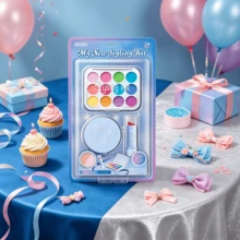 Kids Pretend Makeup Kit For Girls,  Liquid & Powder Free Play Makeup Toy Set, Birthday Christmas Halloween Gift For Little Girls Age 3+ - Baby Blue - View 2