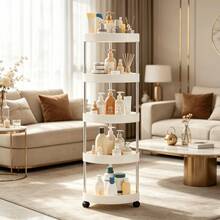 Rak Penyimpanan Sudut Segitiga, Cocok Untuk Kamar Mandi, Dapur, Ruang Tamu, Ruang Belajar, Tanpa Pengeboran, Kapasitas Besar, Dengan Roda, Penyimpanan Bertingkat, Mudah Diakses, Kokoh dan Tahan Lama - MultiWarna - View 3