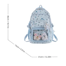 Minimalist Flap Backpack With Front Zipper Pocket, Detachable Charm, Adjustable Shoulder Straps, Fashionable Daily Backpack For Women - Pink - View 7