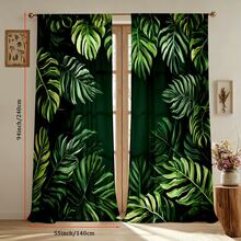 2pcs/Set, Multicolor, Tropical Leaf And Monstera Pattern, Vibrant Botanical Style Printed Curtains, 100% Polyester Fabric, Rod Pocket Design 2 Panels, Unlined, 180gsm, 180cm Wide, Ideal For Bedroom, Living Room And Coastal Themed Spaces - Multicolor - View 13