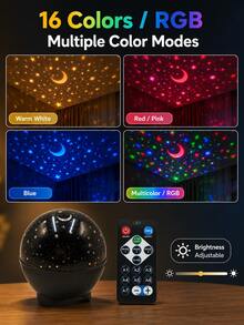 1pc [LED Night Light] Cylindrical Transparent Textured Water Ripple Lamp, USB Powered Suitable For Bedroom Bedside, Dorm Desk And Leisure Space - Stars and Moon - View 6