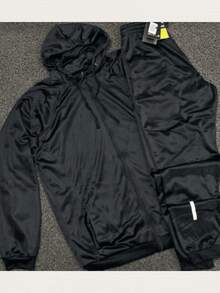 Dry Fit Set: Cold Weather Top + Jogger Pants With Reflective Detail - Black - View 8