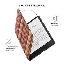 GIIPPA 1件多色條紋 Kindle 保護殼附手提帶，適合書迷的情人節/聖誕節禮物，自動喚醒/睡眠電子閱讀器保護套，相容 Kindle Paperwhite 5/6/7/10/11/12、Kindle Colorsoft 1st Gen、Basic Kindle 8/10/11 所有 Kids Edition 與 Signature Edition - 多色6 - 查看 4