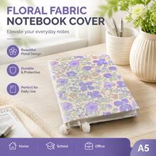 Vintage Lilac Floral Woven Fabric Book Jacket, Pom Pom Tassel Decor Reusable Book Protective Sleeve, Slim Lightweight Washable Book Skin For Literary Lovers & Bookish Gift Gifting - Sets - View 13