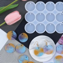 2pcs 12-Cavity Resin Keychain Silicone Mold, 1.33 Inch Flat Round Silicone Mold With Hole, Suitable For Resin Casting, Perfect For Making Earrings, Keychains, Pet Tags, Jewelry Making And Crafts, Jewelry Making Supplies - Round - View 8