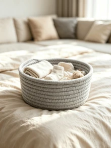 1pc/3pcs Handmade Woven Storage Basket, Bedside Tea Table Desktop Sundries Storage Basket, Handmade Woven Cosmetic Storage Basket, Storage Rack Basket, Dormitory Desktop Storage Basket, Multi-Functional Storage Basket, Party Storage Basket, Camping Storage Basket, Suitable For Home Small Items Storage, Bedside Storage - View 7