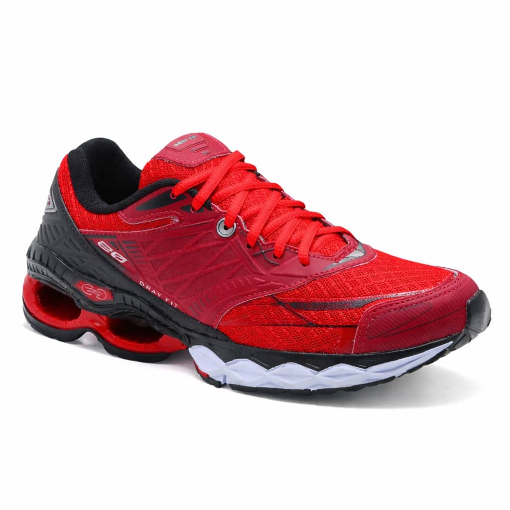 Men's Athletic Shoes For Gym, Wave Creation 20, Lightweight And Comfortable For Walking - Rojo/Negro - Ver 1