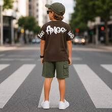 Conjunto Infantil Masculino Camiseta de Algodão Bermuda Moletinho para Meninos - Verde - Visão 9