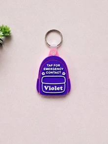 1pc Custom NFC Emergency Contact Keychain, Personalized Kids Medical ID Tag, Backpack Safety Name Tag - Multicolor - View 6