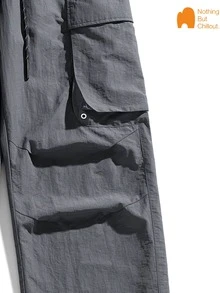 NBCT Women's Outdoor Cargo Wide Leg Pants, Elastic Drawstring High Waist Multi-Pocket Design With Adjustable Cuffs, Versatile Functional Straight Leg Hiking Pants For Climbing And Camping - Dark Grey - View 6