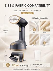 SOKANY Máy bàn là hơi nước cầm tay di động & bàn là hơi nước, công suất 1500W, thiết kế gấp gọn cầm tay, làm nóng nhanh 30 giây, bình chứa nước tháo rời 120ml, 7 vòi phun hơi, ủi đa góc 360°, đế gốm, phích cắm UK dùng cho gia đình - màu đen - Xem 11