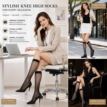 5 Pairs Of Solid Color Knee-High Socks, Comfortable And Easy Semi-Transparent Thin Stockings, Women'S Tights And Leg Warmers - Over the Calf Socks - View 6