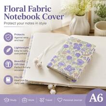 Vintage Lilac Floral Woven Fabric Book Jacket, Pom Pom Tassel Decor Reusable Book Protective Sleeve, Slim Lightweight Washable Book Skin For Literary Lovers & Bookish Gift Gifting - Sets - View 12