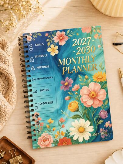 1本 2027-2030 月計畫本，60個月日曆計畫本 月/週/日計畫筆記本 長期 2027 行事曆本 用於目標、工作會議、學校課表、預約與待辦清單，返校用品 辦公使用
