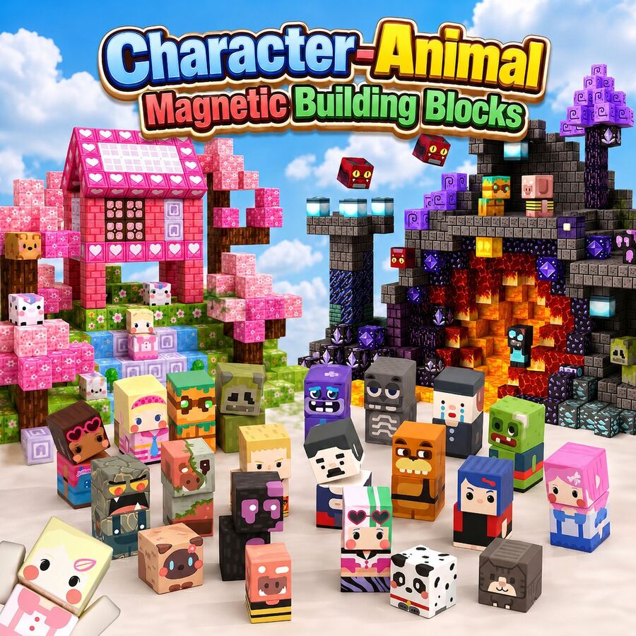 全新磁力積木角色與動物擴充包 + 隨機積木 磁力世界磁力積木玩具套組 STEM 教育 感官玩具 2026 3歲以上 男孩女孩兒童蒙特梭利感官玩具 最佳禮物 - 角色方塊+建築方塊 - 查看 1