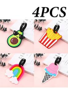 5/4/3/2/1pc Luggage Tags, Cute Airplane Travel Identity Tags With Soft Silicone Strap, Creative Cartoon PVC Material, Waterproof And Durable, Suitable For Women, Fun Personalized Name Tags For Backpacks, Handbags, Suitcases, Passports, Ideal Gift For Travel Enthusiasts, Vibrant Colors And Cute Design - Multicolor - View 34