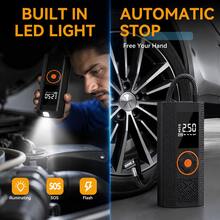 150PSI Portable Air Compressor, Tire Inflator, Car Jump Starter, With Tire Pressure Gauge And LED Display - 3x Fast One-Touch Smart Wireless Tire Inflator, USB Powered, Rechargeable Battery - Black - View 4