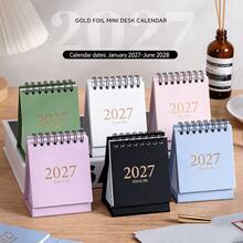 تقويم مكتبي صغير باللغة الإنجليزية بتصميم بسيط لعام 2027 بألوان موراندي | تقويم مكتبي صغير محمول لوازم المكتب | 6 ألوان ديكور إبداعي - قطعة واحدة - مشاهدة 9