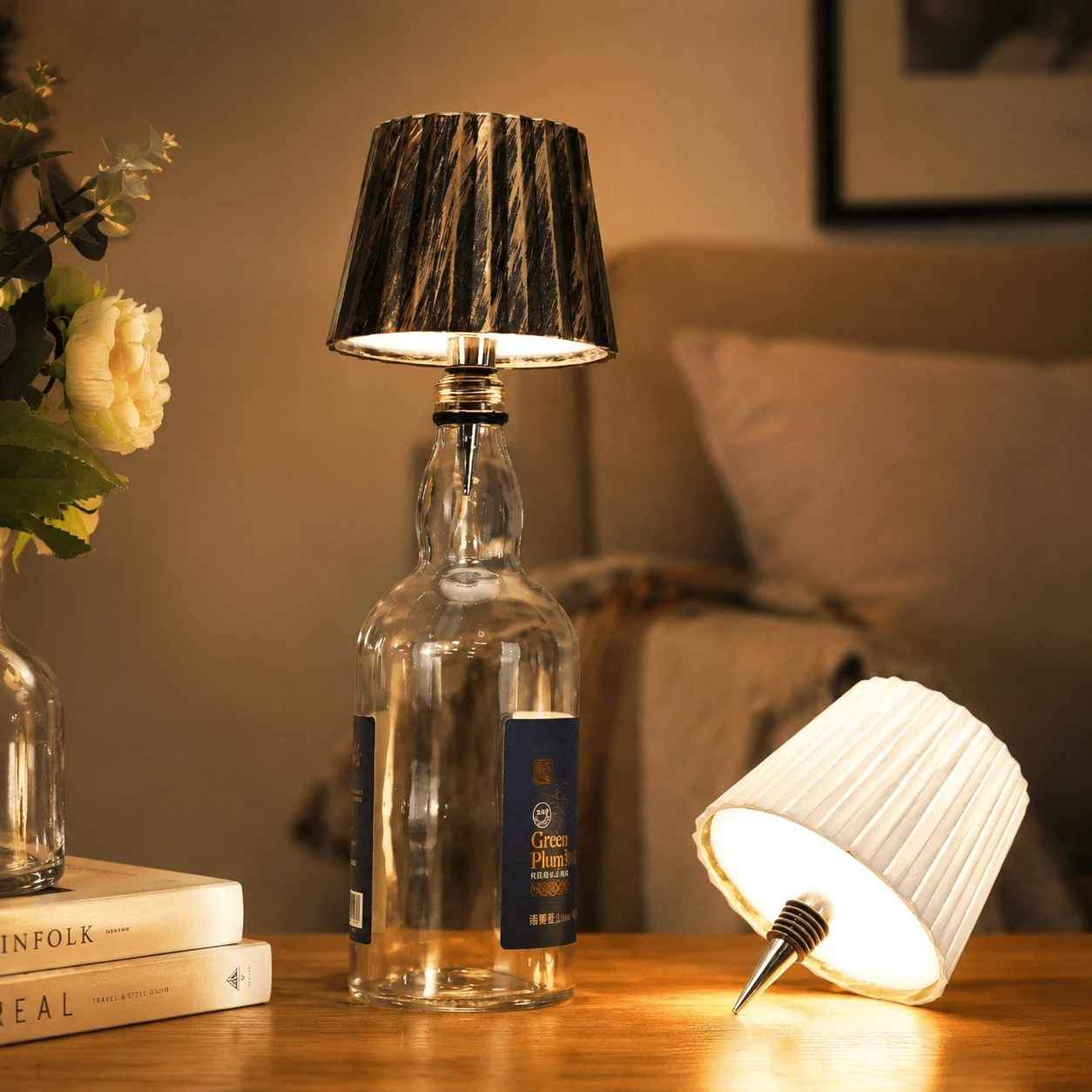 2/1pc Portable LED Creative Table Lamp, USB Rechargeable, 3 Color Modes, Touch Switch, Adjustable Brightness, Direct Plug Into Bottle For Use, DIY With Various Bottles, Suitable For Living Room/Dining Room/Bathroom/Windowsill And Bedroom Lighting Decoration