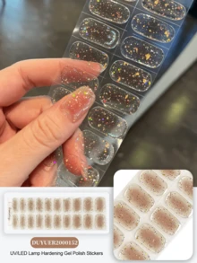 Cross-Border New Semi-Cured Gel Summer Toenail Stickers, Glitter Shiny Design, In Stock Wholesale, Waterproof Long-Lasting - 彩色 - 查看 1