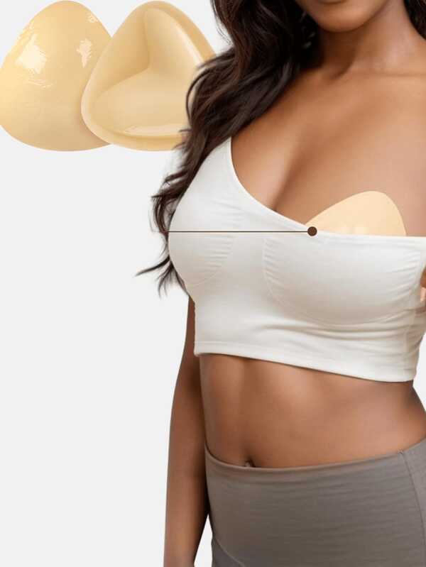 vfvQueen 1 Pasang Bantalan Bra Perekat Dua Sisi, Bantalan Bra Perekat Push-Up, Bantalan Bra Bikini yang Dapat Digunakan Kembali