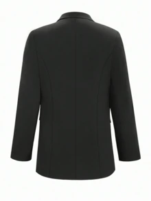 IGKEEL Spring Summer Autumn Women's Blazer, Loose Silhouette Black Button Commute Versatile Slimming Blazer Fall - Black - View 11