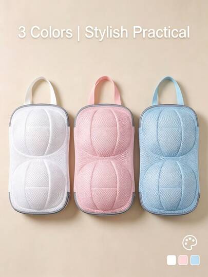 Juego de 3 piezas (1 bolsa de lavandería para ropa interior + 2 ganchos) para bolsa de lavadora de ropa interior, bolsa de lavandería de malla para ropa interior con asa, malla de poliéster duradera, anti-deformación y anti-enredo, adecuada para sujetadores, ropa interior y prendas delicadas, ideal para el cuarto de lavandería, perfecta para la limpieza de primavera