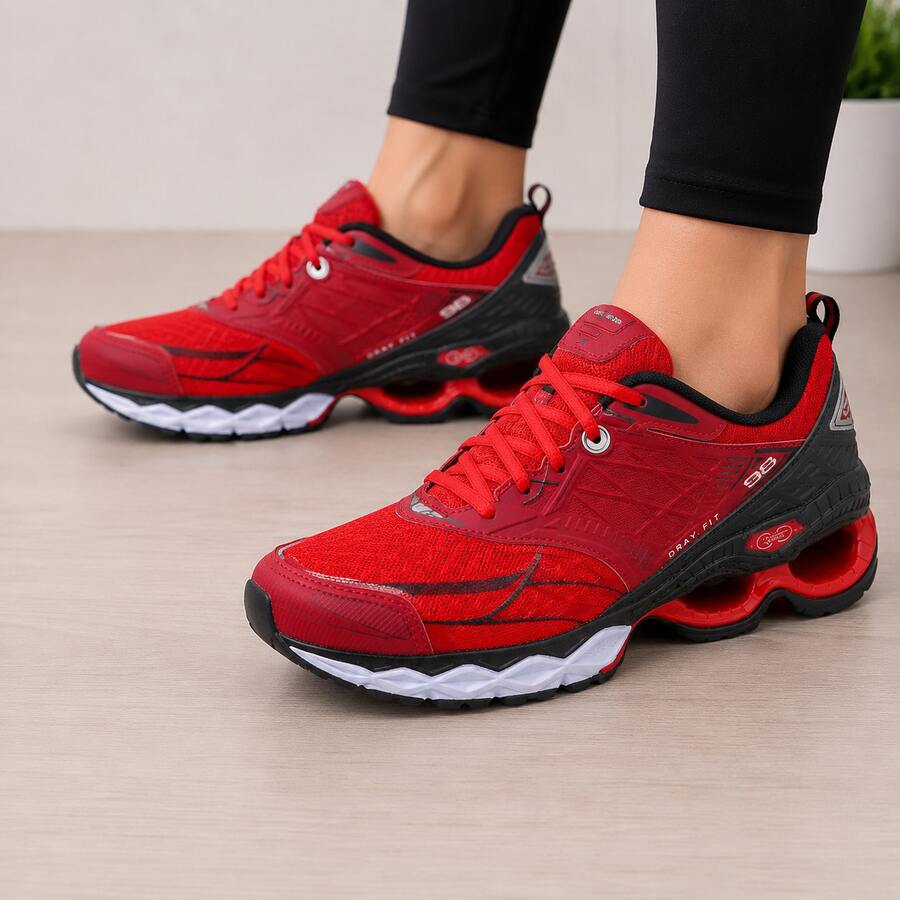 Men's Athletic Shoes For Gym, Wave Creation 20, Lightweight And Comfortable For Walking - Red/Red - View 1