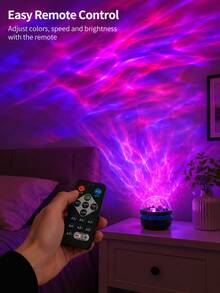 1 pieza [Lámpara de proyección de ondas de agua] Luz nocturna de atmósfera de olas oceánicas de colores, lámpara decorativa de escritorio con control remoto | Adecuada para dormitorio, mesita de noche, sala de estar, baño | Alimentada por USB - Auroras boreales - Ver 6