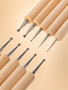 Set di 5 pezzi di strumenti per arte di unghie a puntini, strumenti a doppia estremità per puntini, pennelli per arte di unghie, set di strumenti per arte di unghie a punta, strumenti per puntini a punta sferica, adatti per pittura su rocce, modellazione in argilla, arte in rilievo, mandala, strumenti per design di arte di unghie, forniture per arte di unghie - Castano - Visualizzare 4