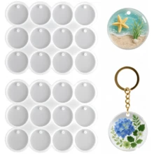 2pcs 12-Cavity Resin Keychain Silicone Mold, 1.33 Inch Flat Round Silicone Mold With Hole, Suitable For Resin Casting, Perfect For Making Earrings, Keychains, Pet Tags, Jewelry Making And Crafts, Jewelry Making Supplies - Round - View 10