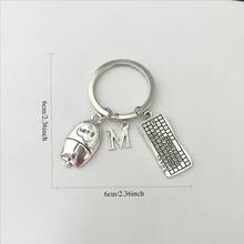 1 pieza Llavero de teclado de juego plateado nuevo, llavero colgante de computadora de aleación de zinc con diseño creativo de ratón de computadora y moda de juego - Plata antigua - Ver 3