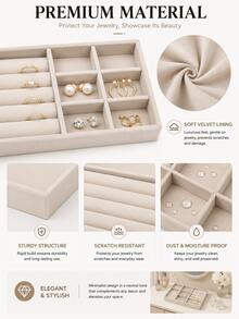 4pcs Swan Jewelry Display Tray Set, Jewelry Display Tray, Jewelry Box, Cosmetic Display Rack, Multi-Functional Jewelry Display Storage Box, Jewelry Storage Tray, Cosmetic Storage Box, Stackable Jewelry Organizer Tray, Desktop Jewelry Display Storage Tray Box, Large Stackable Drawer Tray, Suitable For Earrings, Necklaces, Rings, Bracelets, Pendants, Lipsticks, Faux Pearls, Brooches, Etc., Elegant And Convenient Bedroom Accessory, A Cosmetic Storage Box Suitable For Room Bedroom Beautiful Girls Accessory Storage, Jewelry Storage Box - Multicolor - View 4